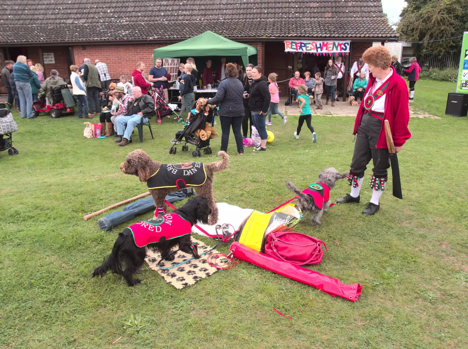 Outside, the Morris dogs stand around, from A Summer Fete, Palgrave, Suffolk - 10th September 2017