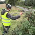 Isobel picks fruit, A Summer Fete, Palgrave, Suffolk - 10th September 2017