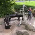 Harry's enjoying the water pump in Abbey Gardens, Ploughing and Pizza, Thrandeston and Bury St. Edmunds, Suffolk - 17th September 2017