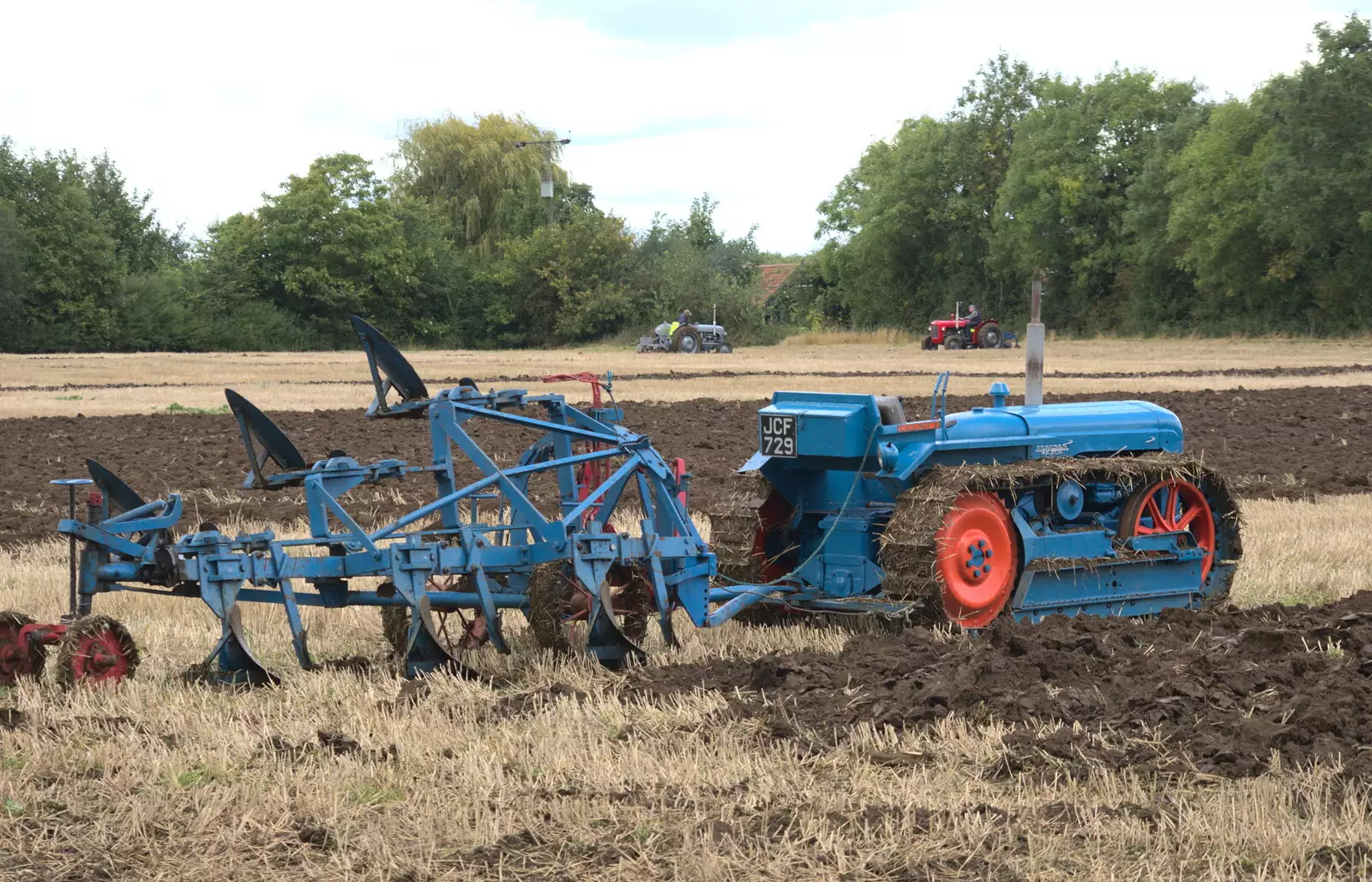 A Fordson, with straw stuck to its tracks, like hair, from Ploughing and Pizza, Thrandeston and Bury St. Edmunds, Suffolk - 17th September 2017