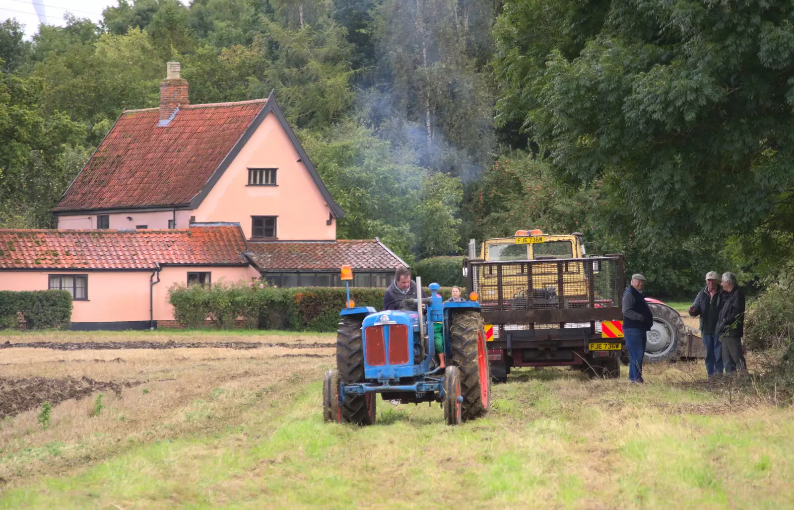 Blue smoke fills the air, from Ploughing and Pizza, Thrandeston and Bury St. Edmunds, Suffolk - 17th September 2017