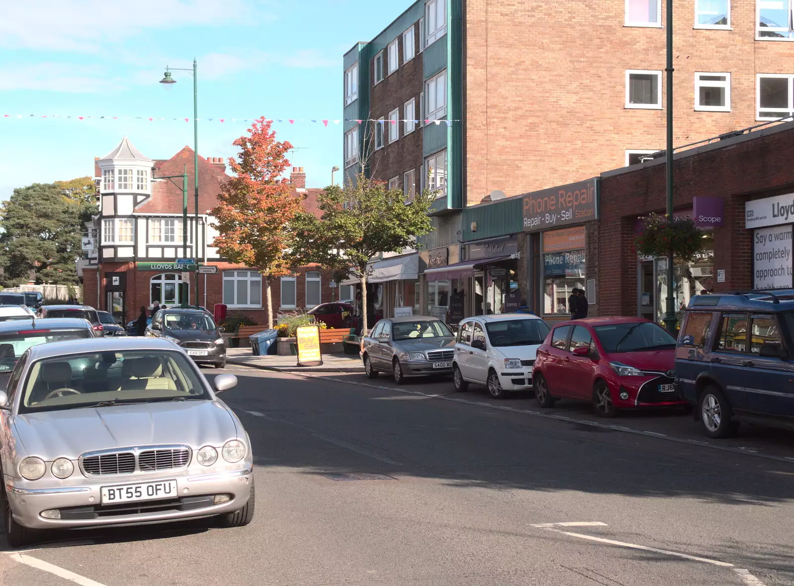 Lloyds Bank and the top end of Station Road, from Grandmother's Wake, Winkton, Christchurch, Dorset - 18th September 2017