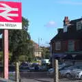 The ancient BR logo on the railway sign, Grandmother's Wake, Winkton, Christchurch, Dorset - 18th September 2017