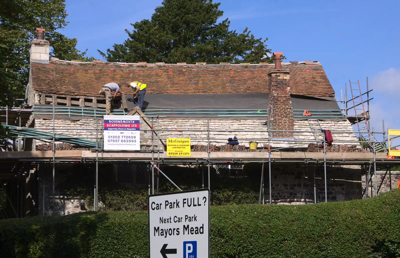 Renovation occurs on an old building near the priory, from Grandmother's Wake, Winkton, Christchurch, Dorset - 18th September 2017