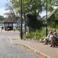 Someone reads the newspaper down by the quay, Grandmother's Wake, Winkton, Christchurch, Dorset - 18th September 2017