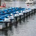 A line of motor boats on the river, Grandmother's Wake, Winkton, Christchurch, Dorset - 18th September 2017