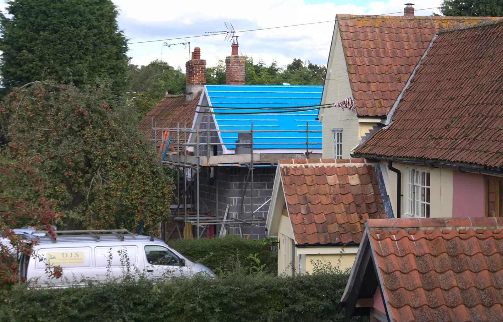 Next door but one gets a roof on the extensions, from Hyde Park and Carpets, London and Diss - 20th September 2017