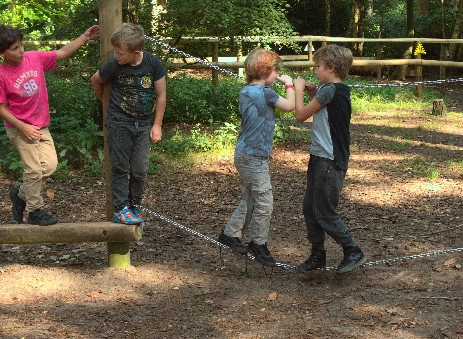 Walking on chains, from Fred Goes Ape, High Lodge, Brandon, Suffolk - 24th September 2017