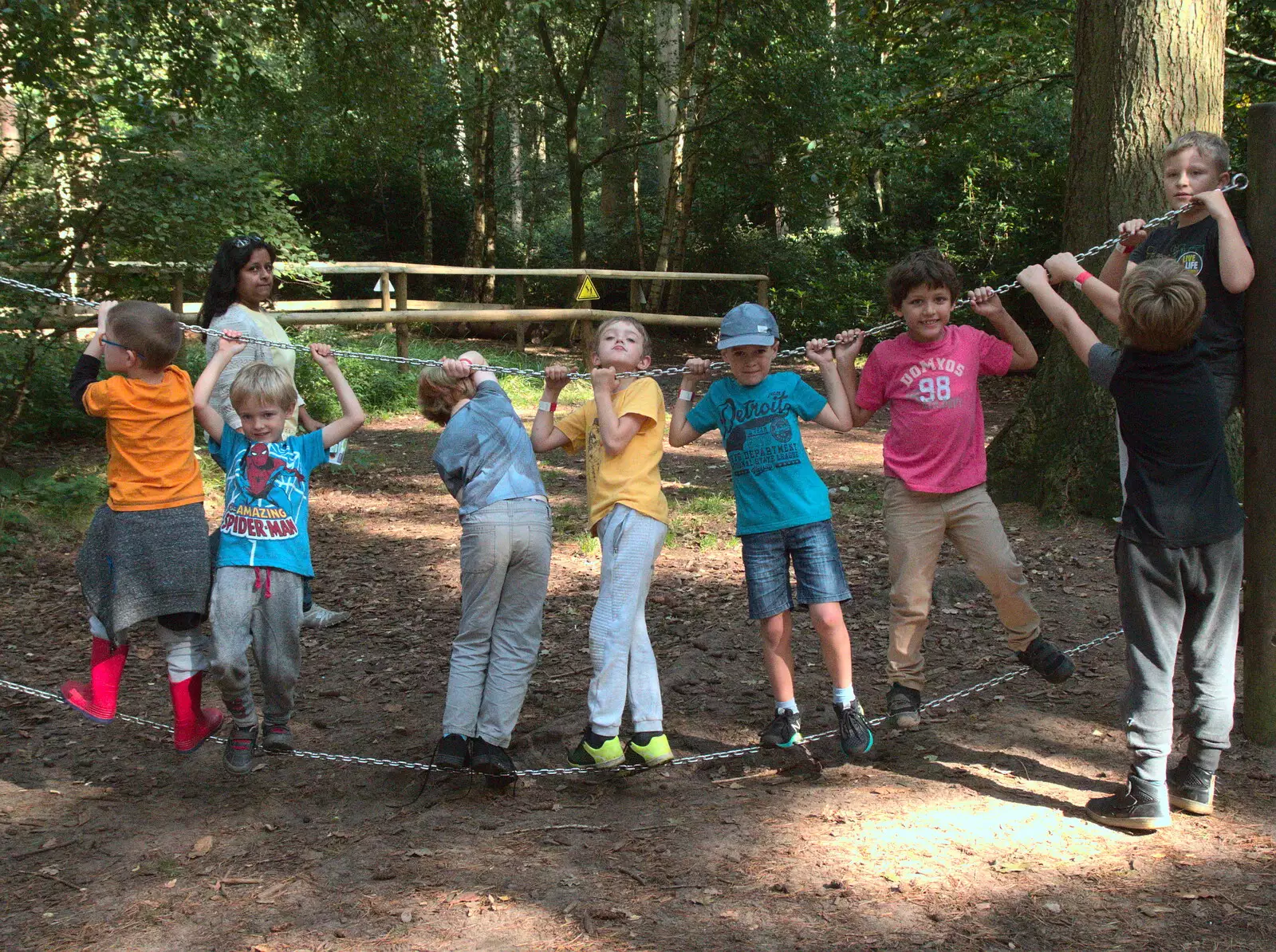 The Go Ape boys do a group photo, from Fred Goes Ape, High Lodge, Brandon, Suffolk - 24th September 2017