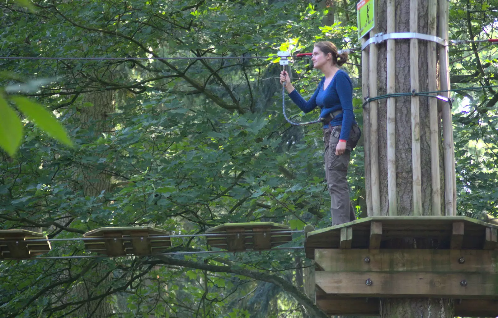 Isobel contemplates her next move, from Fred Goes Ape, High Lodge, Brandon, Suffolk - 24th September 2017