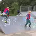 The boys run up and down ramps, Skate Parks and Orange Skies, Brome and Eye, Suffolk - 10th October 2017