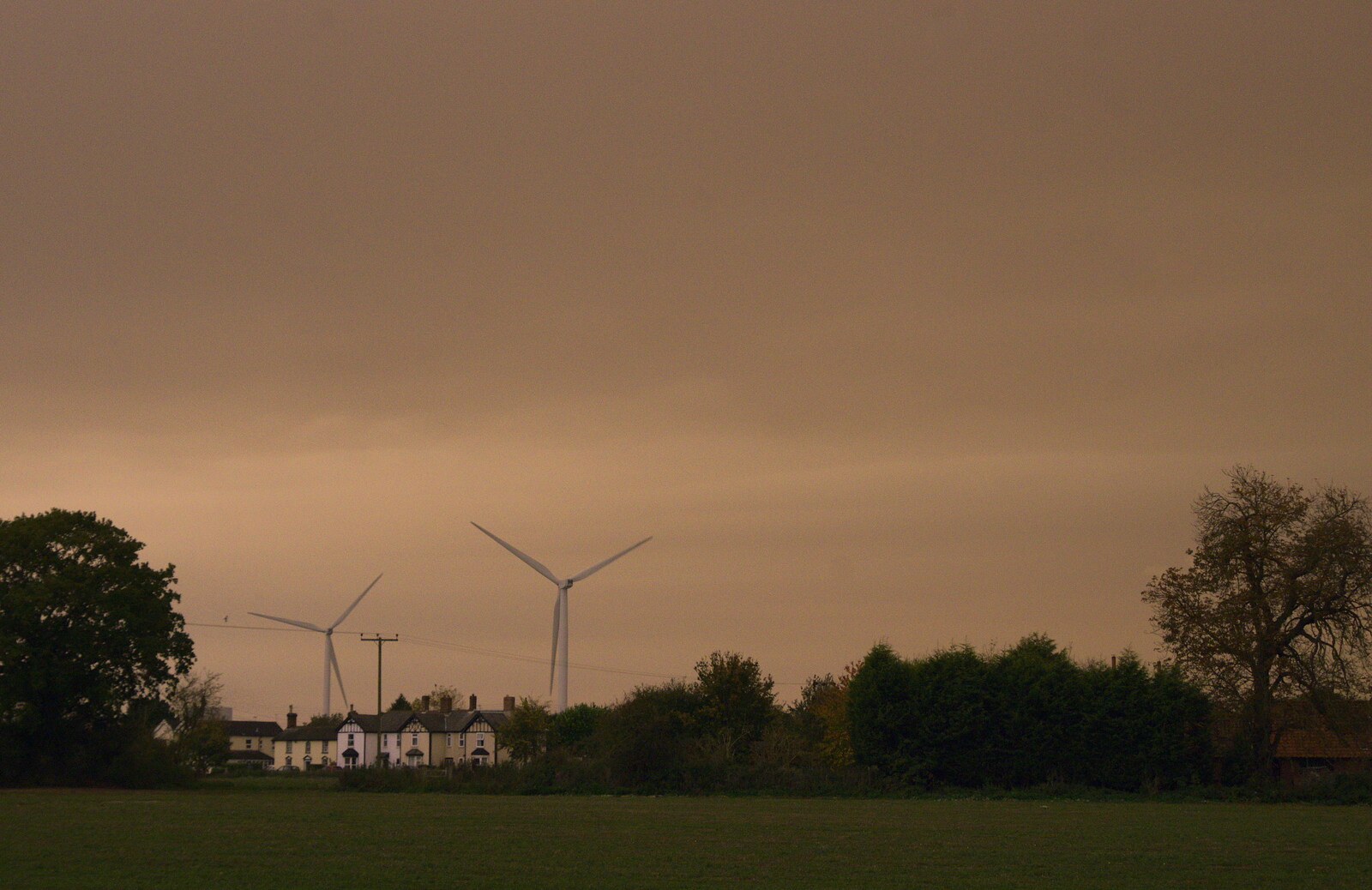 Strange skies over the wind turbines from Skate Parks and Orange Skies, Brome and Eye, Suffolk - 10th October 2017
