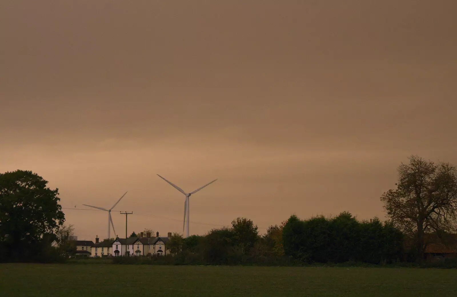 Strange skies over the wind turbines, from Skate Parks and Orange Skies, Brome and Eye, Suffolk - 10th October 2017