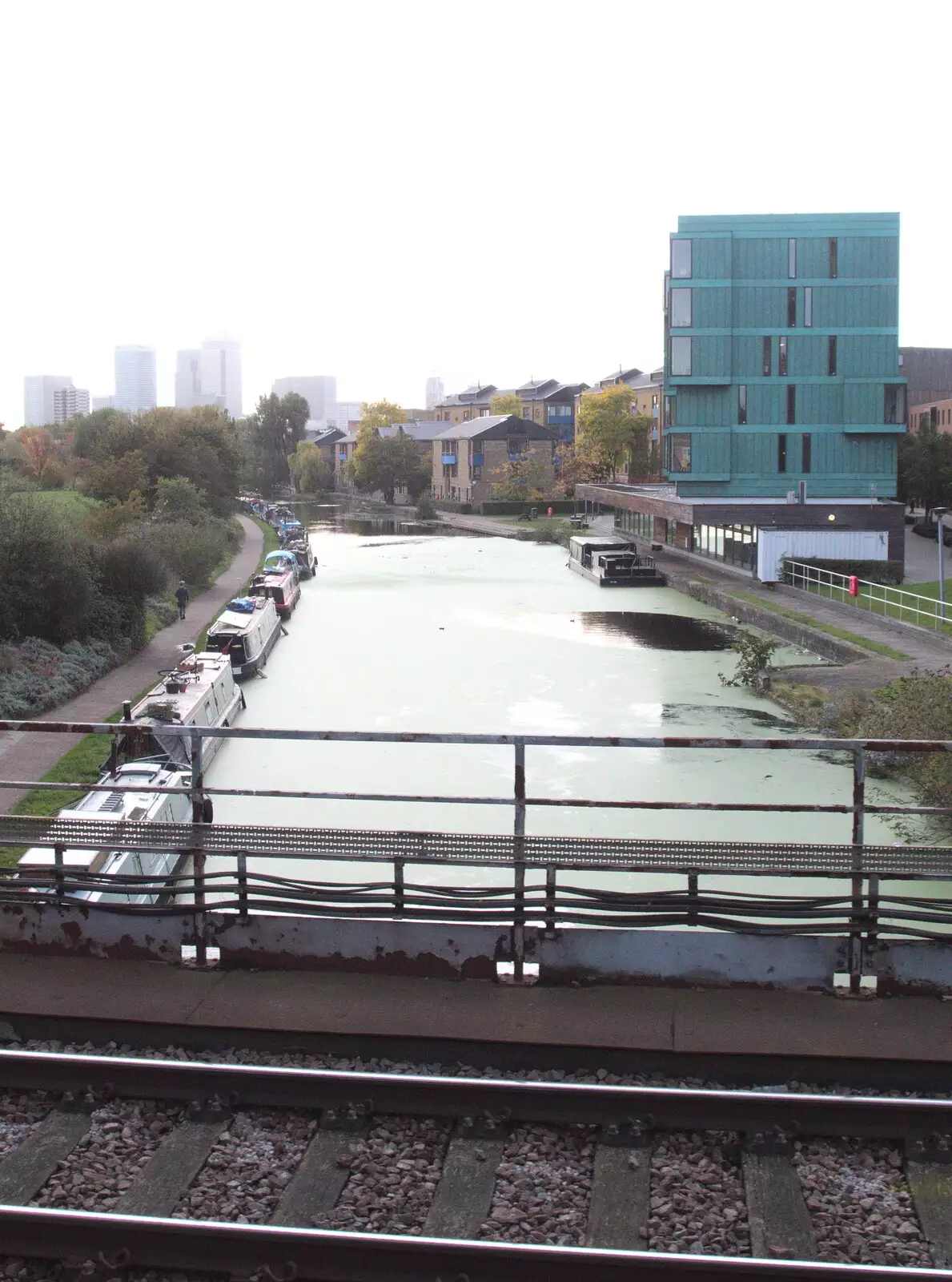 The Regents Canal is all green algae again, from Public Service Broadcasting at the UEA and some Dereliction, Norwich and Brantham - 14th October 2017