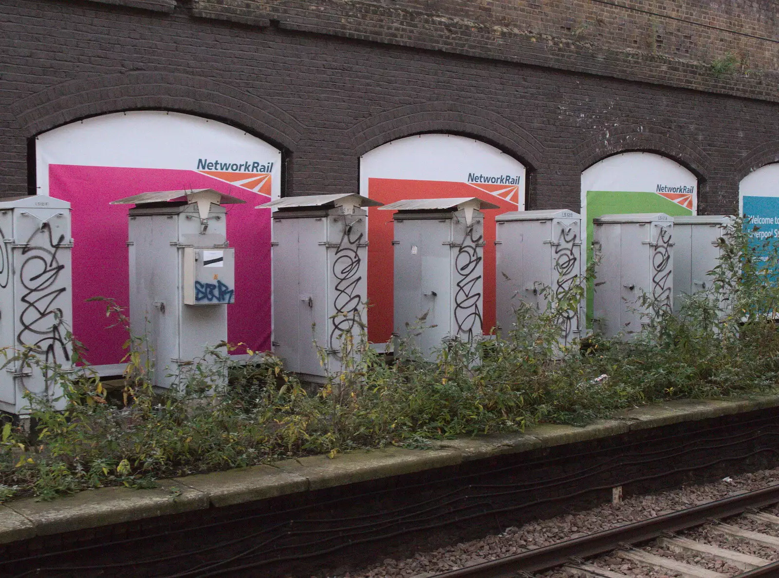 Identical squiggles on signalling boxes, from Public Service Broadcasting at the UEA and some Dereliction, Norwich and Brantham - 14th October 2017