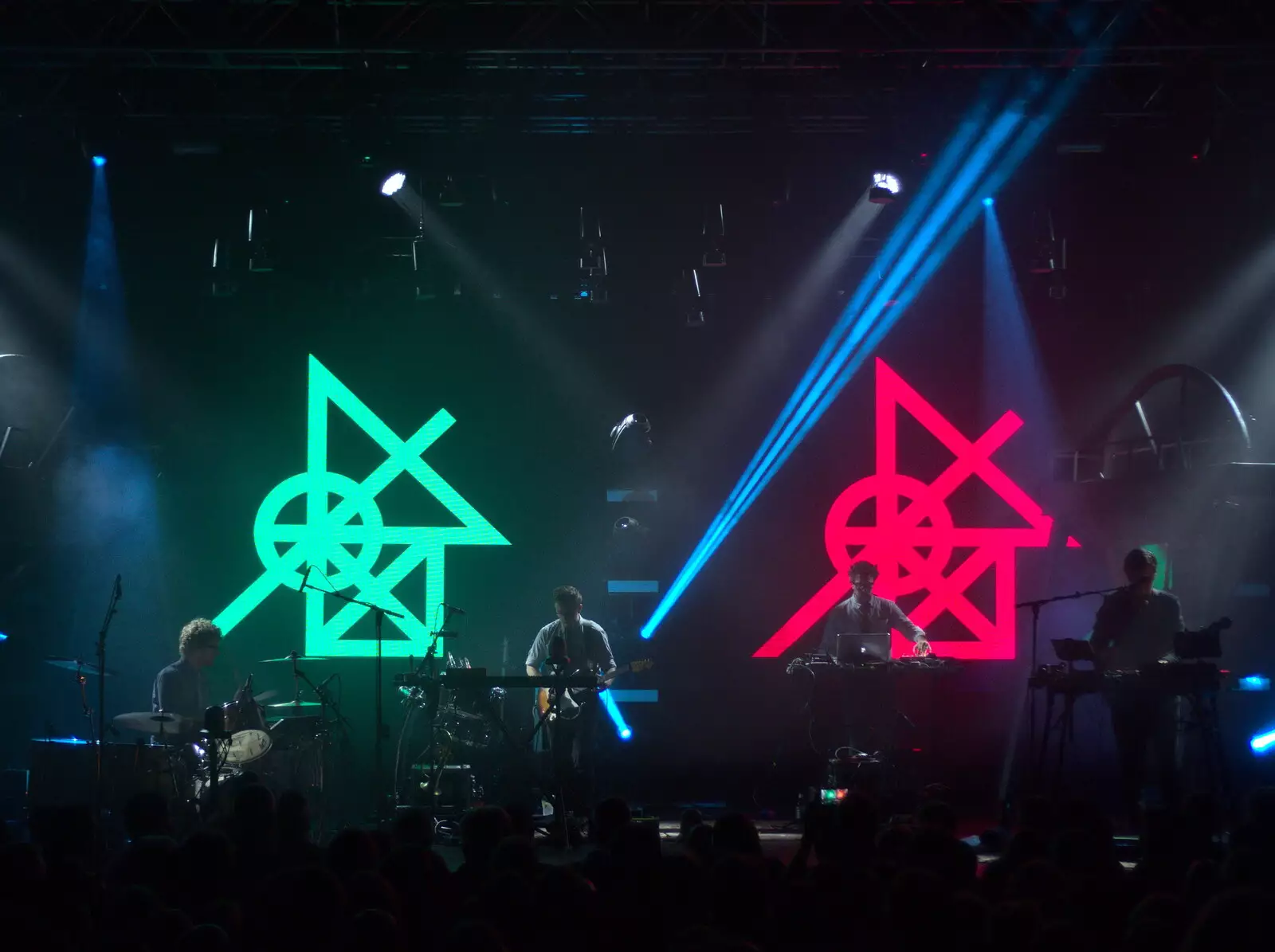 PSB's mining-themed stage set, from Public Service Broadcasting at the UEA and some Dereliction, Norwich and Brantham - 14th October 2017