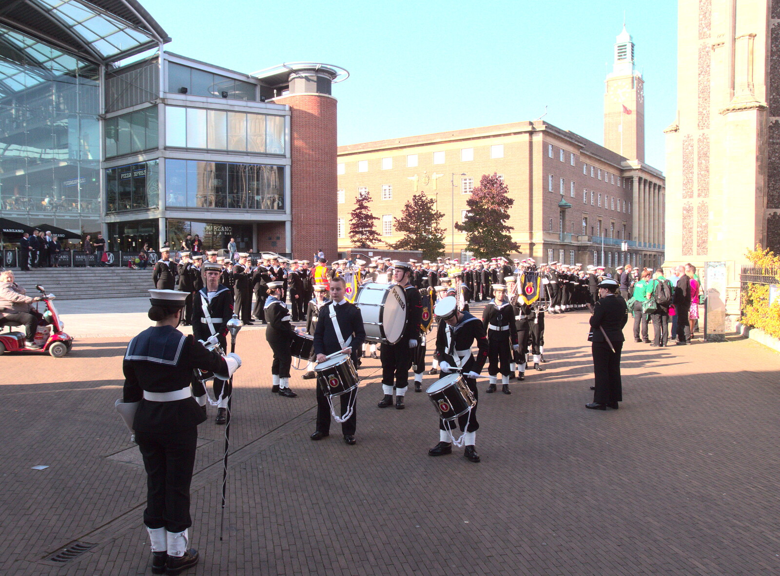 The Sea Cadets band outside the Forum from Trafalgar Day and Pizza, Norwich, Norfolk - 15th October 2017