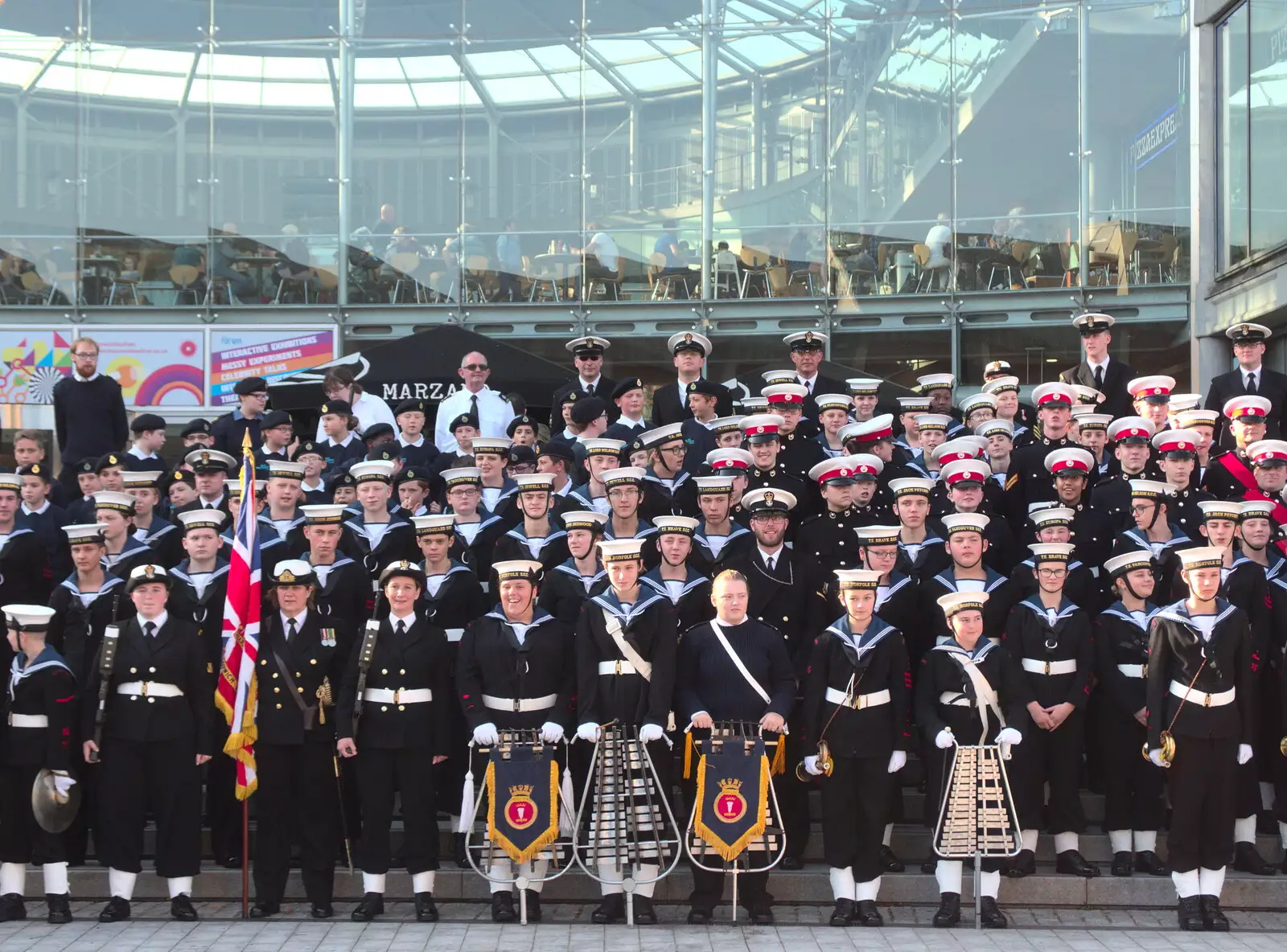 A massed group of cadets, from Trafalgar Day and Pizza, Norwich, Norfolk - 15th October 2017