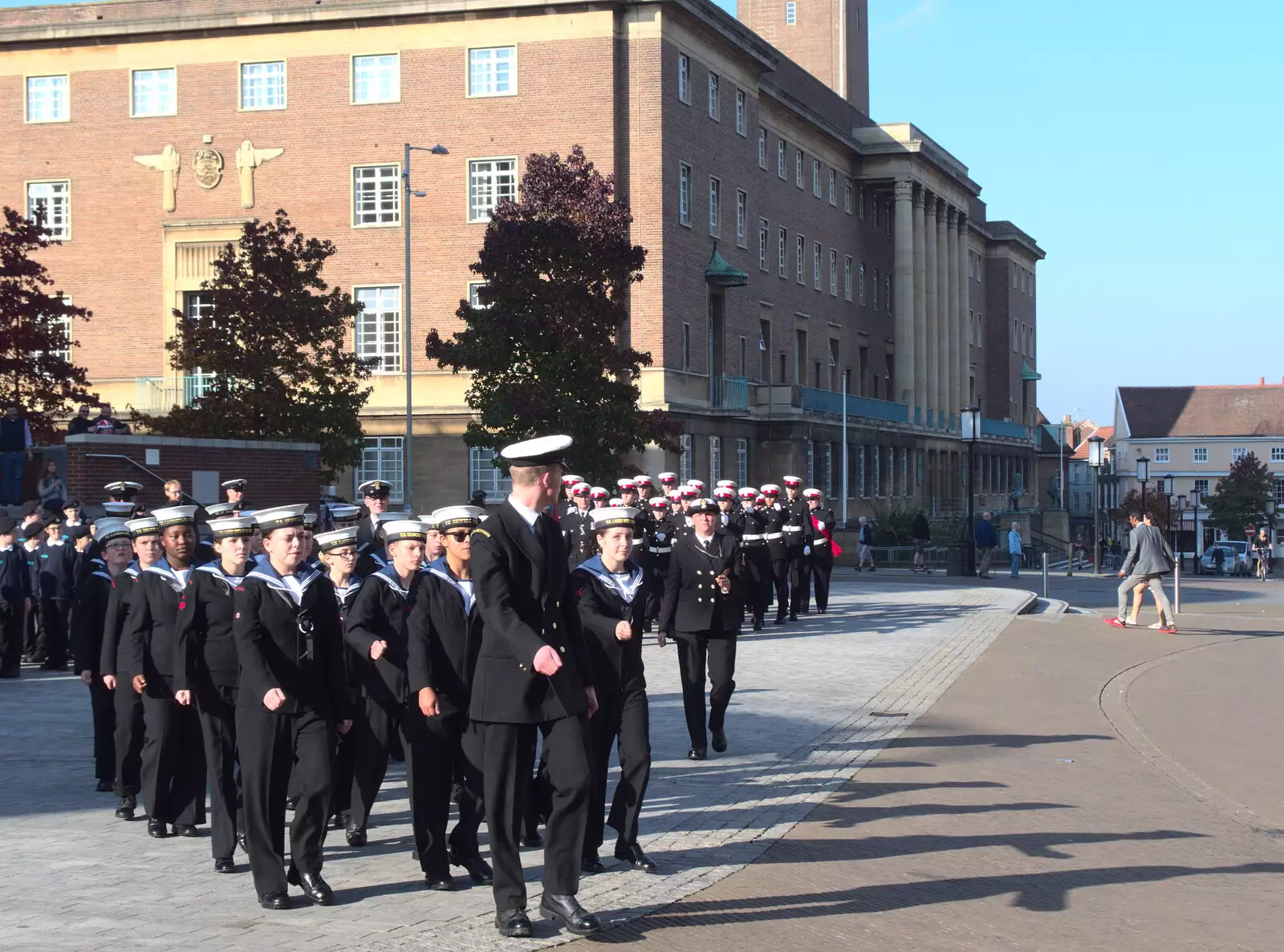 Cadets march off, from Trafalgar Day and Pizza, Norwich, Norfolk - 15th October 2017