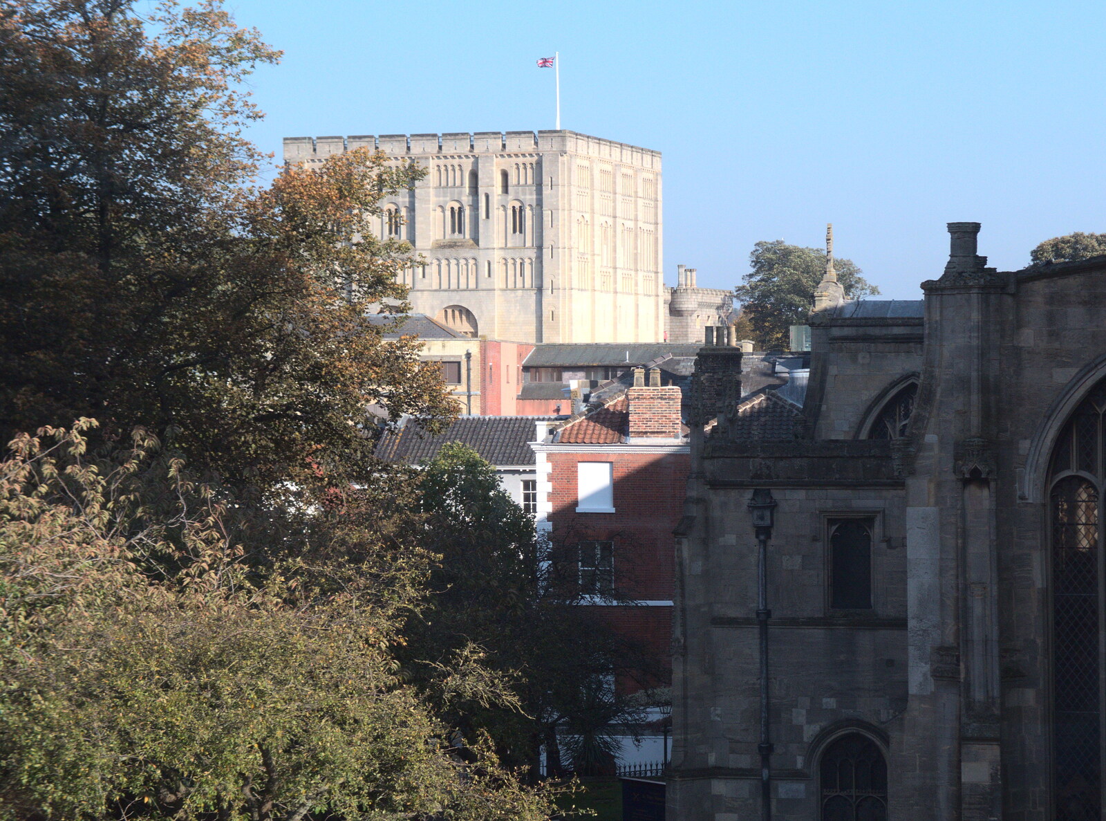 A nice view of Norwich Castle from Pizza Express from Trafalgar Day and Pizza, Norwich, Norfolk - 15th October 2017