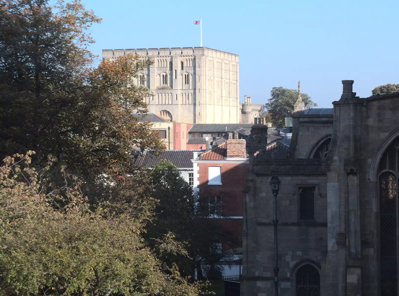 A nice view of Norwich Castle from Pizza Express, from Trafalgar Day and Pizza, Norwich, Norfolk - 15th October 2017