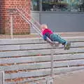 Harry on a hand rail, Trafalgar Day and Pizza, Norwich, Norfolk - 15th October 2017