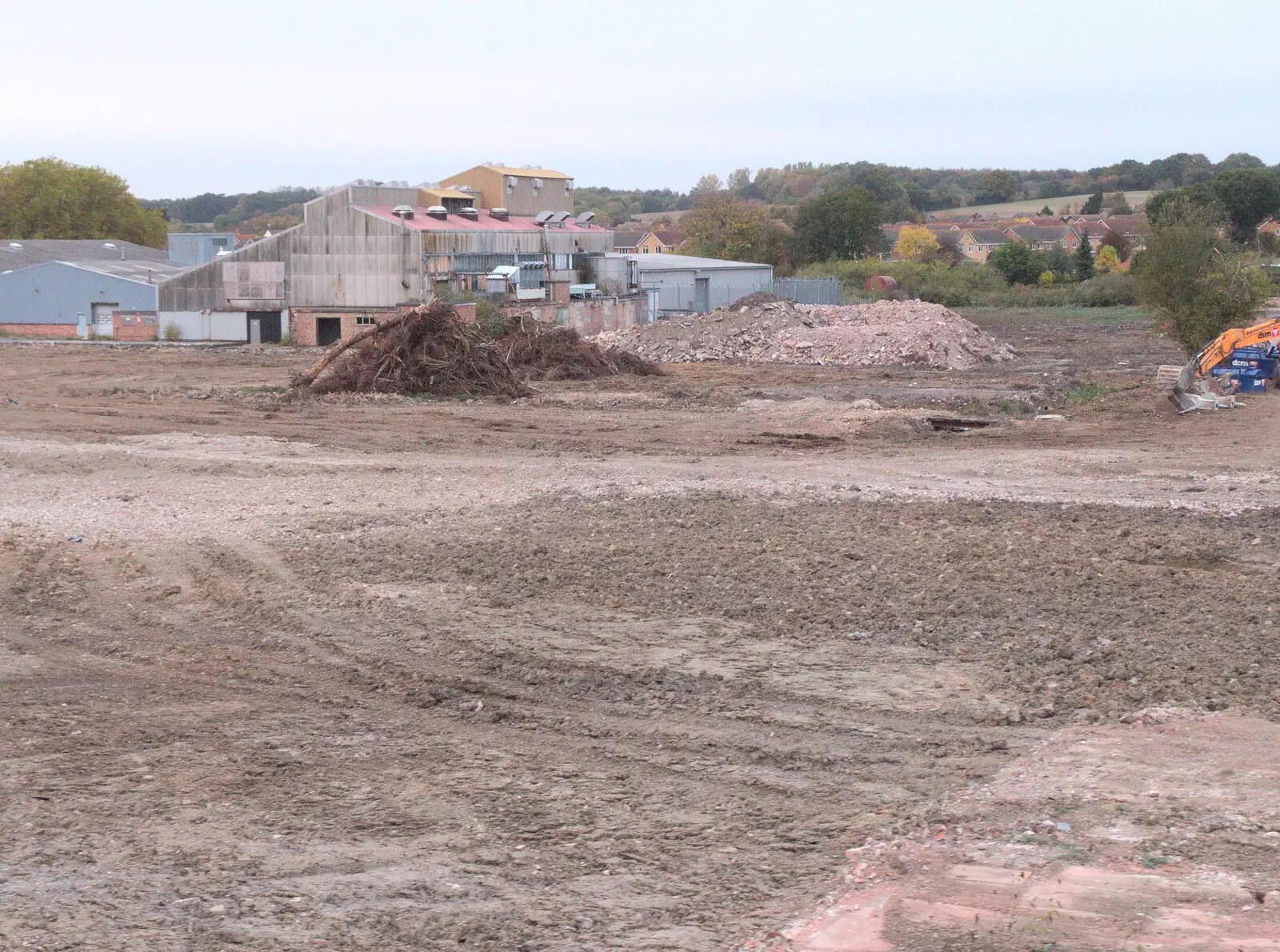 The derelict factory at Brantham is cleared, from Trafalgar Day and Pizza, Norwich, Norfolk - 15th October 2017