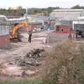 A digger breaks something up, Trafalgar Day and Pizza, Norwich, Norfolk - 15th October 2017