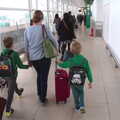 Isobel and the boys head down to the departure gate, Barcelona and Parc Montjuïc, Catalonia, Spain - 21st October 2017