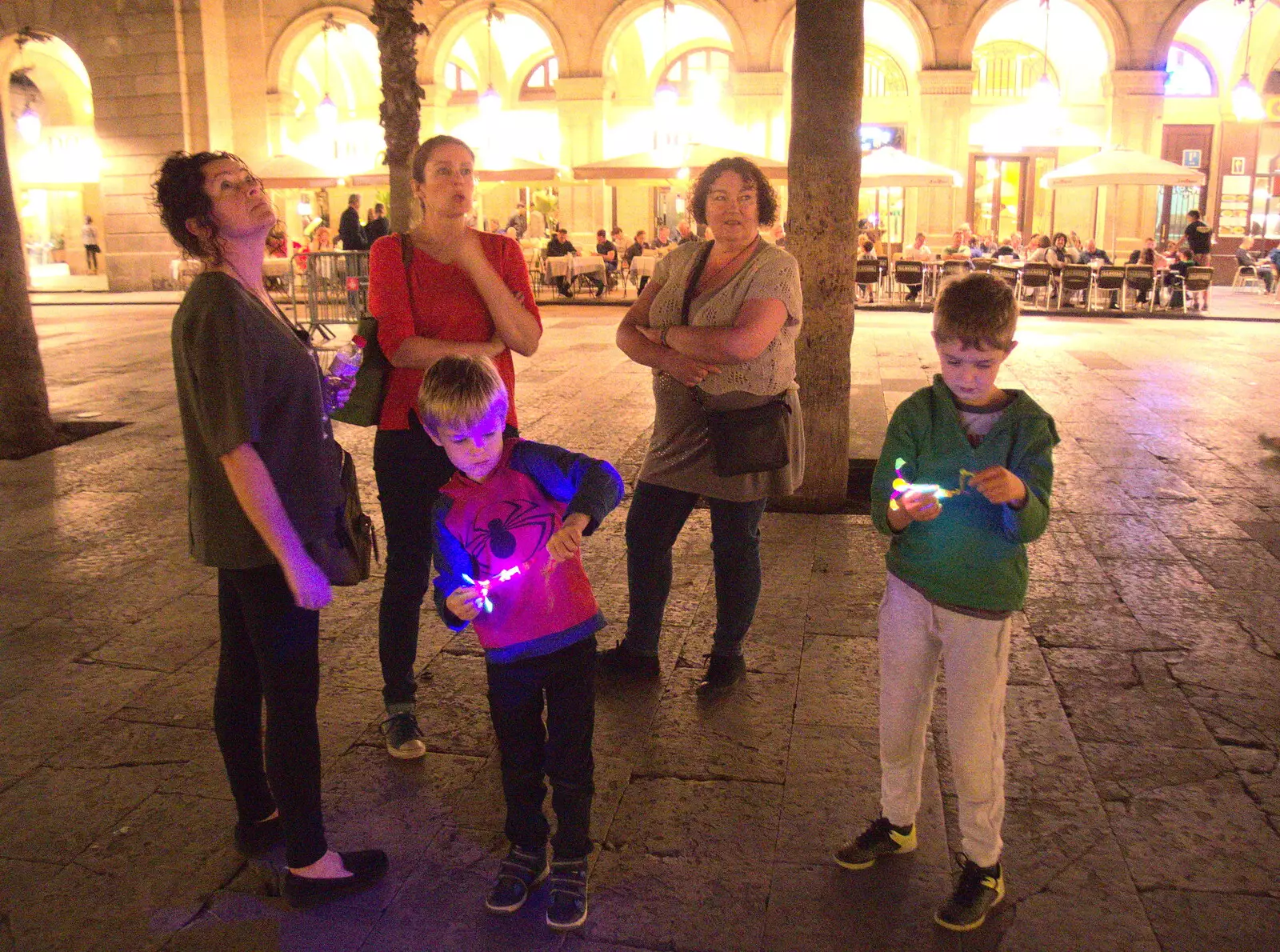 The gang in Plaça Reial, from Barcelona and Parc Montjuïc, Catalonia, Spain - 21st October 2017