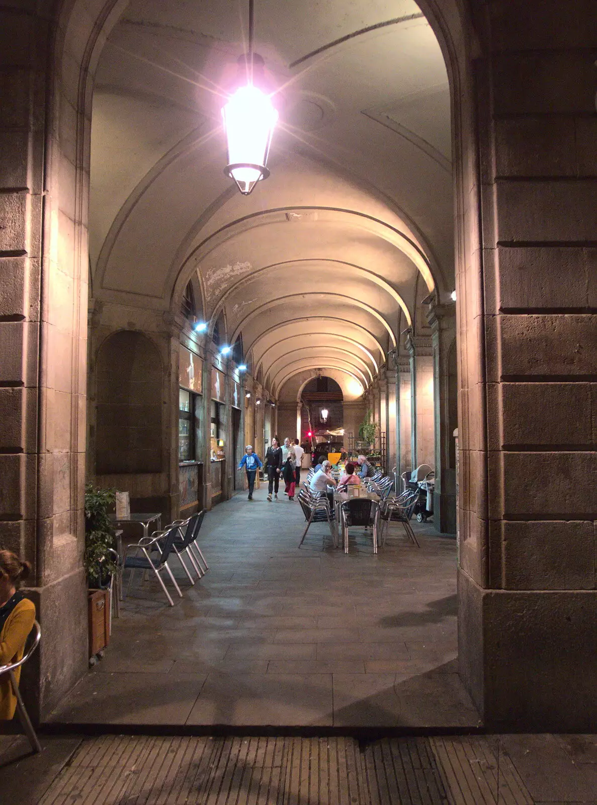 Arched walkways off Plaça Reial, from Barcelona and Parc Montjuïc, Catalonia, Spain - 21st October 2017