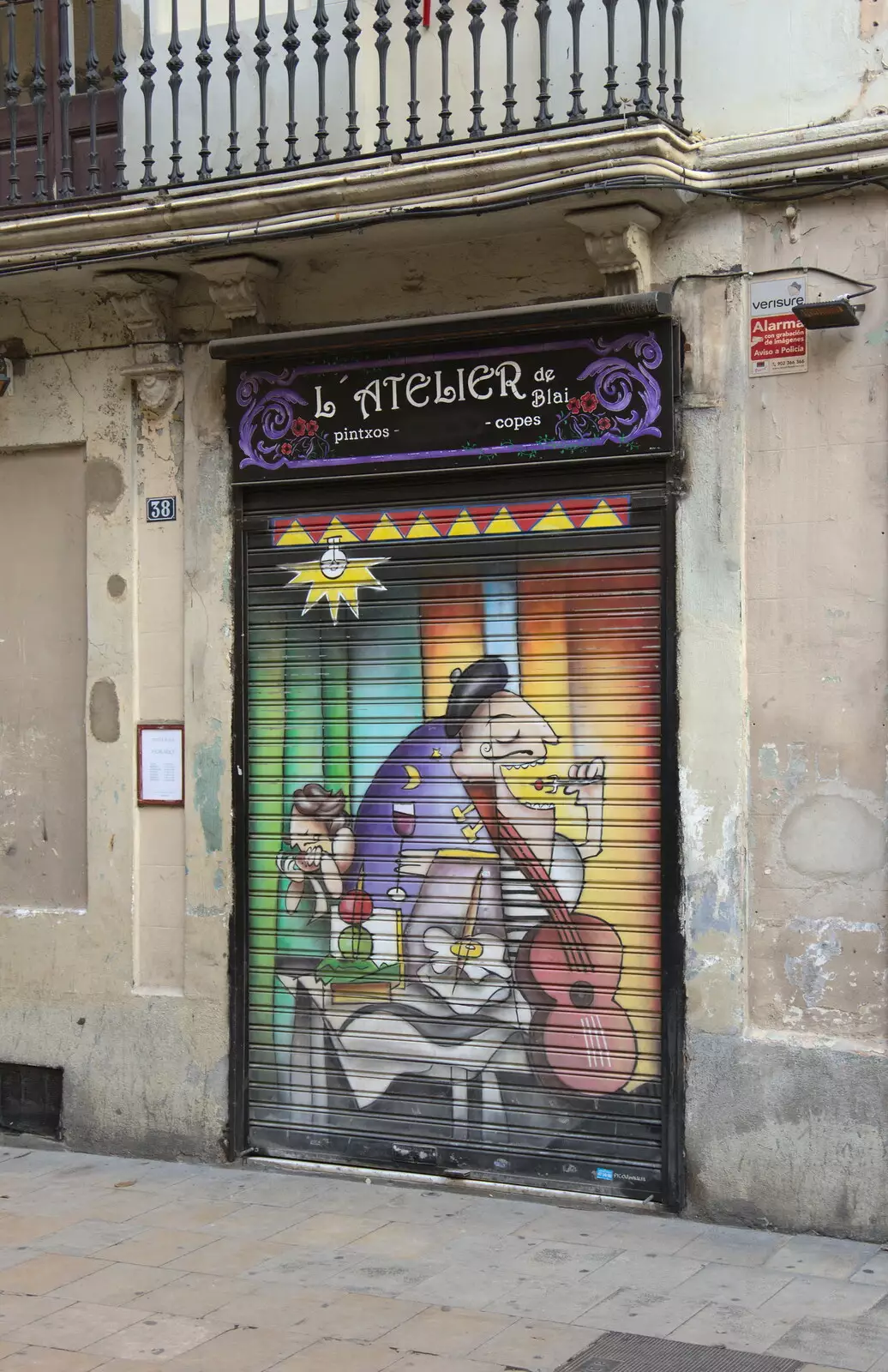 More door art at L'Atelier de Blai, from Barcelona and Parc Montjuïc, Catalonia, Spain - 21st October 2017