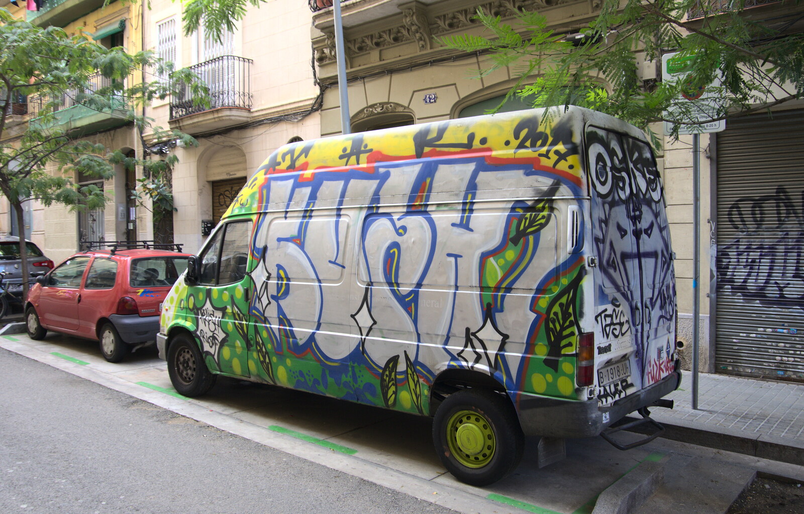 Graffiti van from Barcelona and Parc Montjuïc, Catalonia, Spain - 21st October 2017