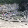 Yoga in an amphitheatre, Barcelona and Parc Montjuïc, Catalonia, Spain - 21st October 2017