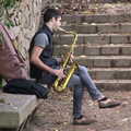 Saxophone in the woods, Barcelona and Parc Montjuïc, Catalonia, Spain - 21st October 2017