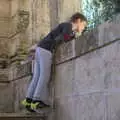 Fred peers over a wall, Barcelona and Parc Montjuïc, Catalonia, Spain - 21st October 2017