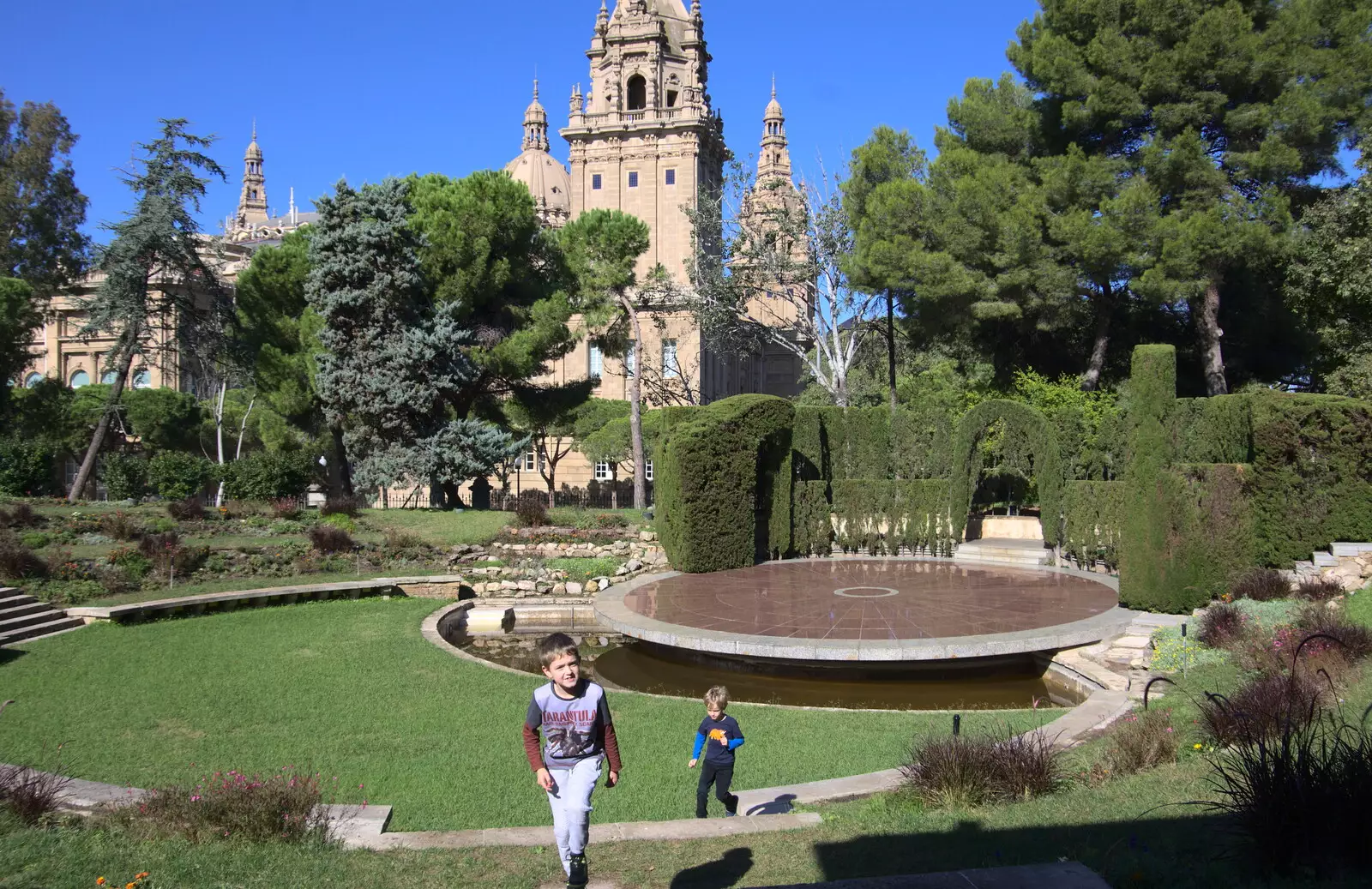 The boys run around, from Barcelona and Parc Montjuïc, Catalonia, Spain - 21st October 2017