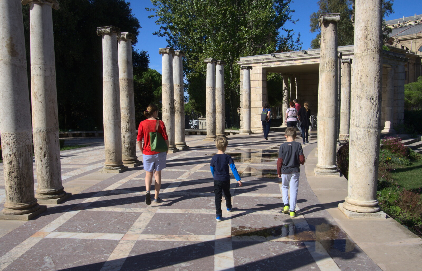 Walking around the collonades from Barcelona and Parc Montjuïc, Catalonia, Spain - 21st October 2017