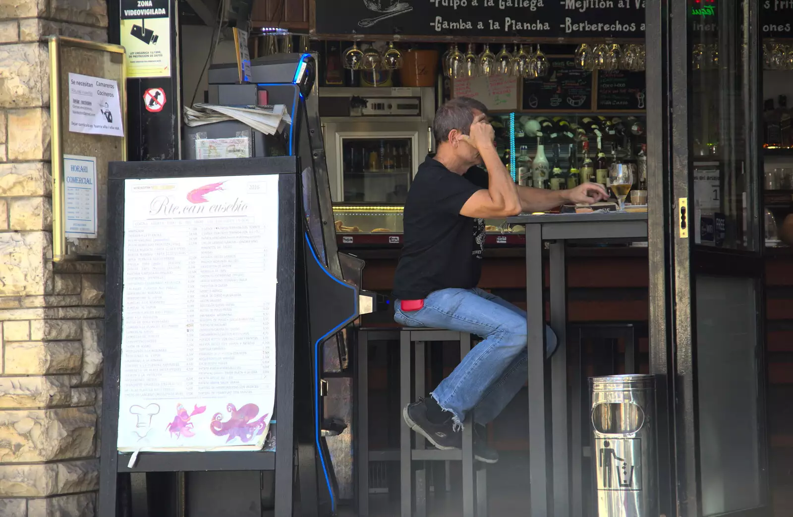 A dude at the bar, from Barcelona and Parc Montjuïc, Catalonia, Spain - 21st October 2017