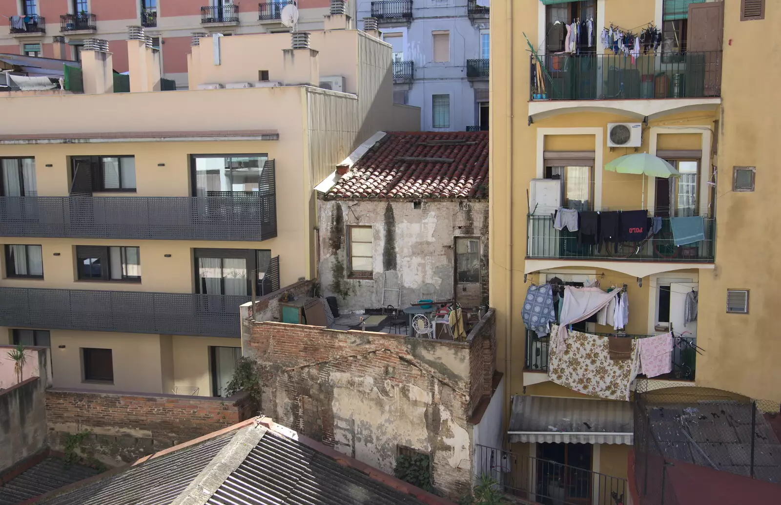 A solitary original old house, surrounded, from Barcelona and Parc Montjuïc, Catalonia, Spain - 21st October 2017