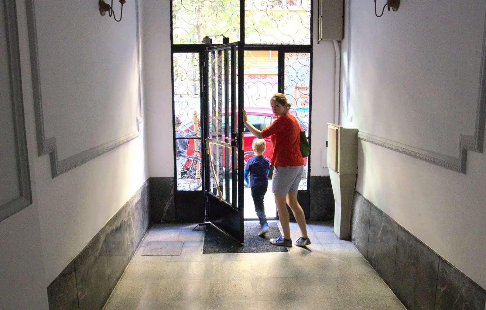 We head out of the apartment block, from Barcelona and Parc Montjuïc, Catalonia, Spain - 21st October 2017