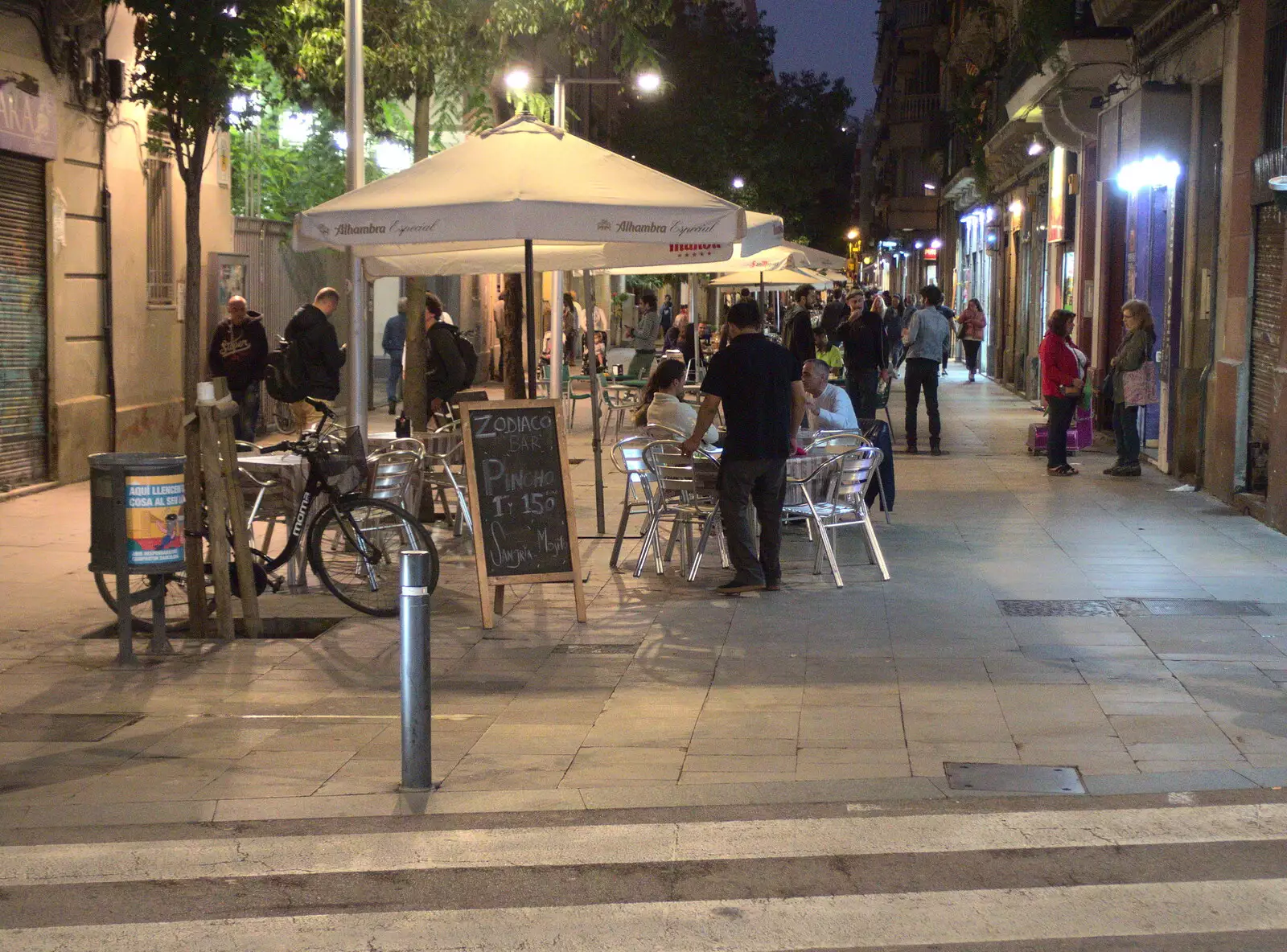 Carrer de Blai in the evening, from L'Aquarium de Barcelona, Port Vell, Catalonia, Spain - 23rd October 2017