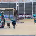 Lots of graffiti in a square, L'Aquarium de Barcelona, Port Vell, Catalonia, Spain - 23rd October 2017