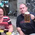 Dan holds up his pint of beer, A Barcelona Bus Tour, Catalonia, Spain - 25th October 2017