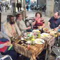 The gang at the café, A Barcelona Bus Tour, Catalonia, Spain - 25th October 2017