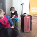 The boys on the airport floor, A Barcelona Bus Tour, Catalonia, Spain - 25th October 2017