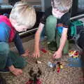 The boys play with Lego in our 'bag fort', A Barcelona Bus Tour, Catalonia, Spain - 25th October 2017