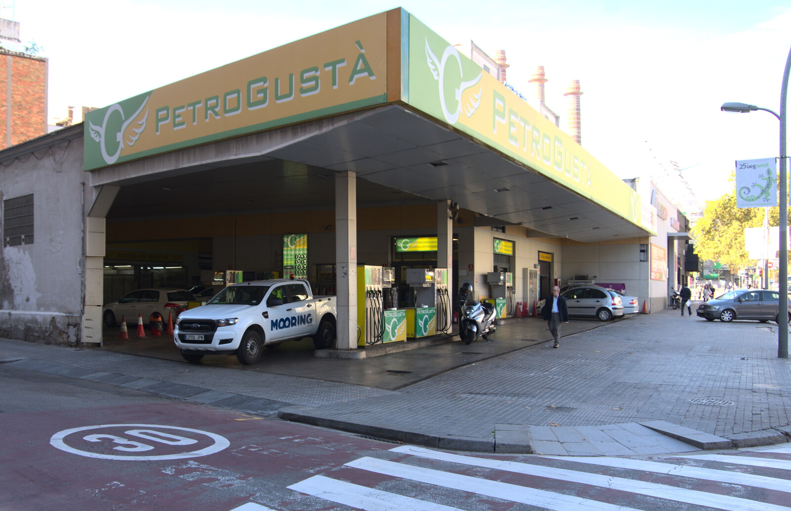 The Petro Gustá petrol station from A Barcelona Bus Tour, Catalonia, Spain - 25th October 2017