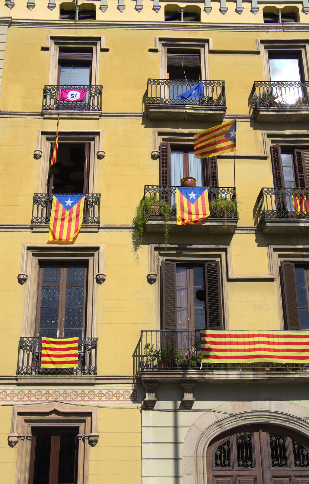 Flags of Catalonia from A Barcelona Bus Tour, Catalonia, Spain - 25th October 2017