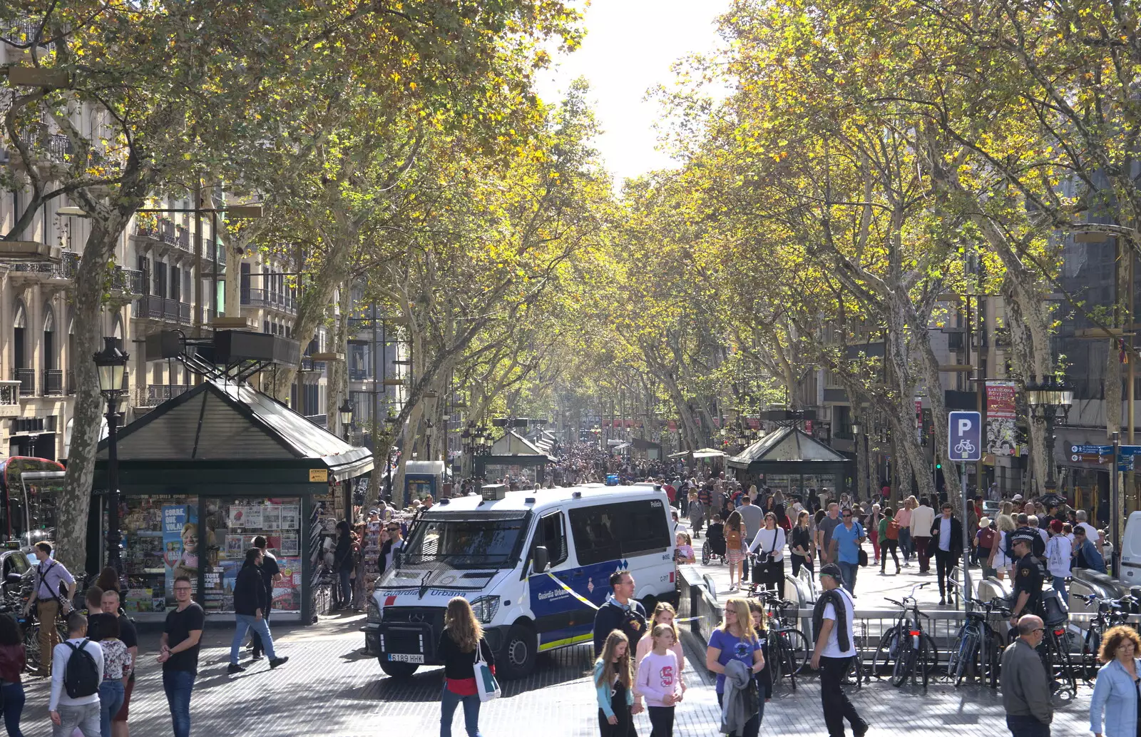 Looking down the top of La Rambla, from A Barcelona Bus Tour, Catalonia, Spain - 25th October 2017